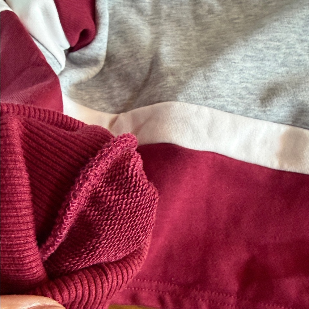 Superdown Julet Cropped Rugby Polo Top in Burgundy, Gray & White - Picture 5 of 9